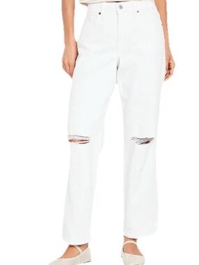 Old Navy Jeans Sz 20 White Distressed/Ripped Knee High-Rise Straight Casual